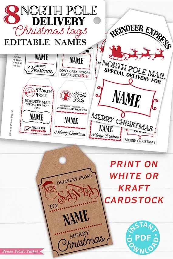 Christmas Gift Tags Christmas Gift Labels Printed Woodland