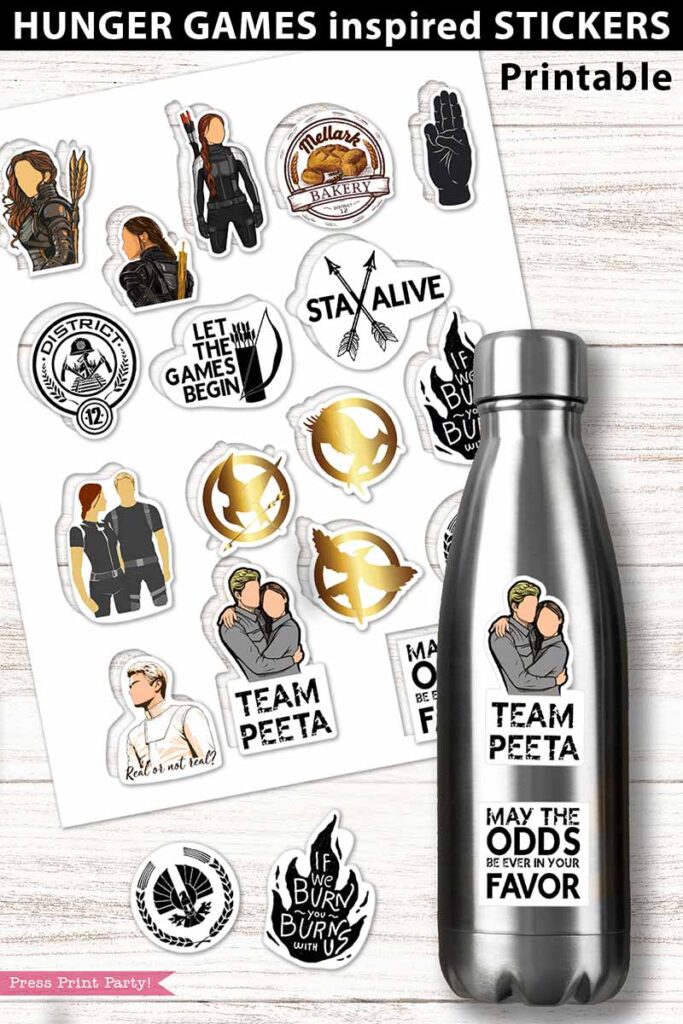 17 Hunger Games Inspired Stickers Printable Set - Press Print Party!